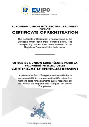 European Union Intellectual Property – Certificate of Registration