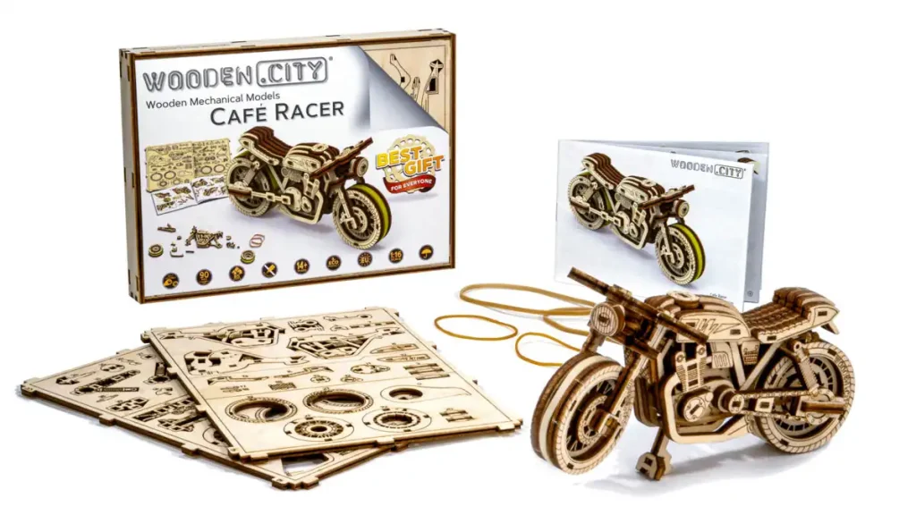 Wooden Puzzle 3D Motorbike Cafe Racer Opis 1