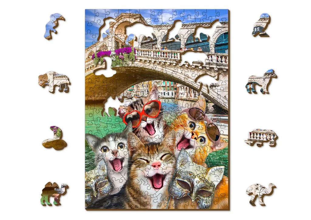 Wooden Puzzle 200 Kittens In Venice opis 1