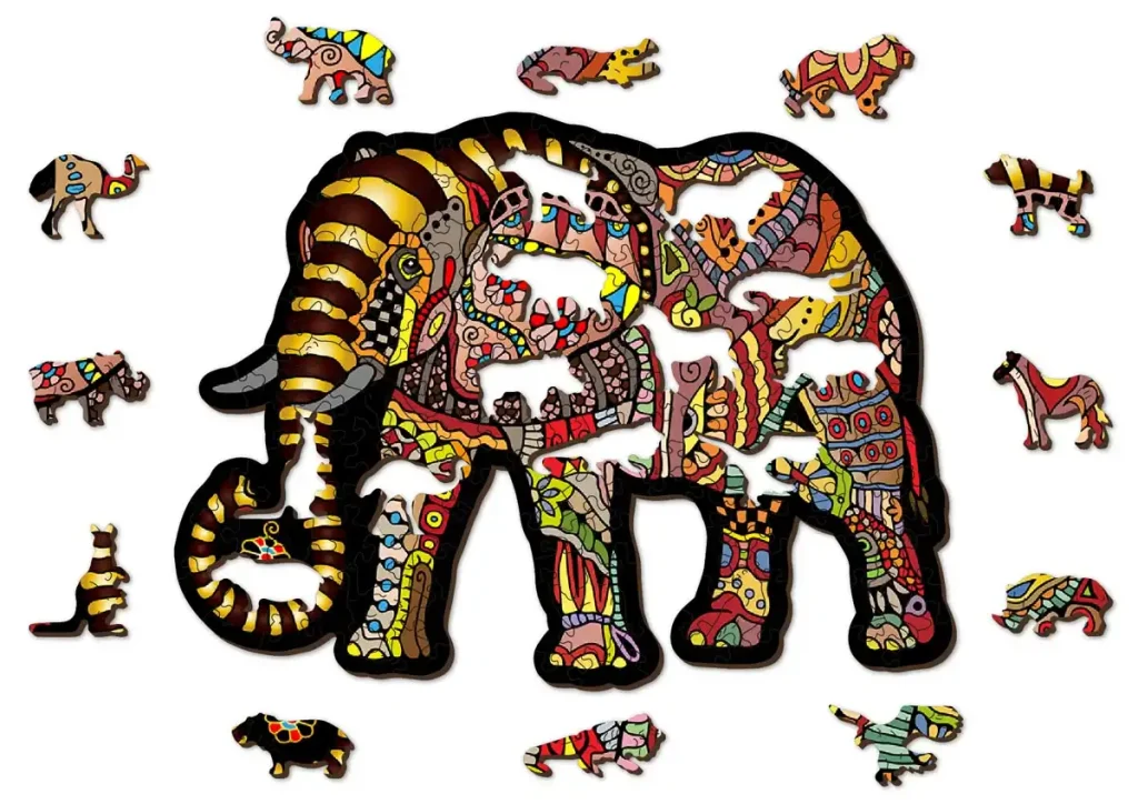 Puzzle bois forme animaux 150 Éléphant magique Opis 7