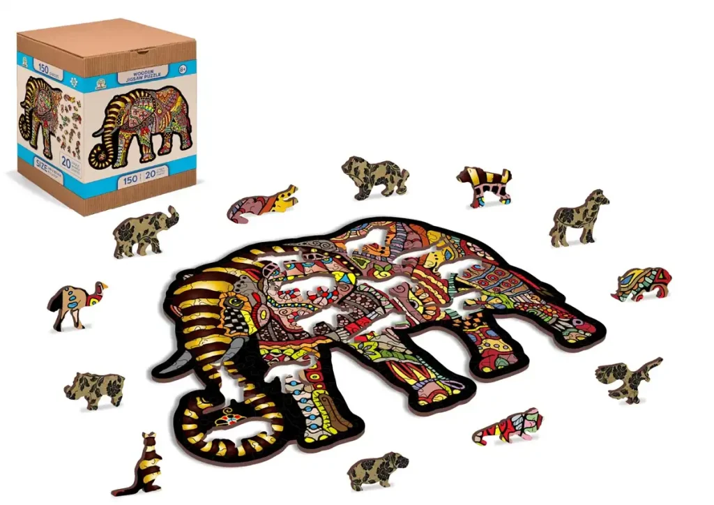 Puzzle bois forme animaux 150 Éléphant magique Opis 5