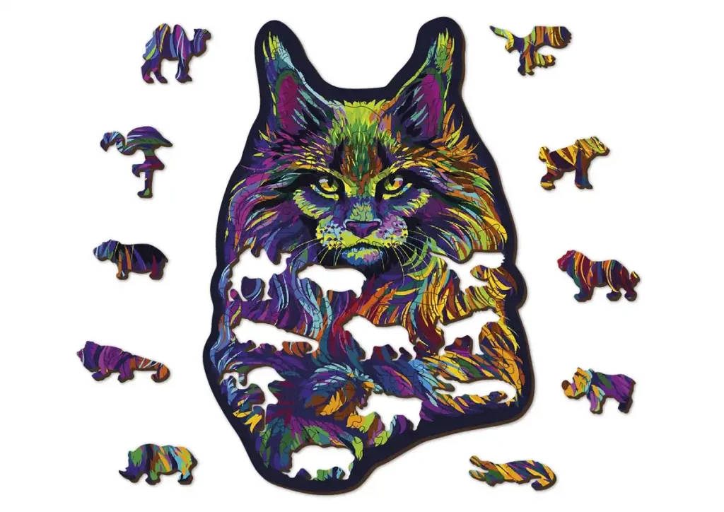 Wooden Puzzle 140 Rainbow Wild Cat Opis 7