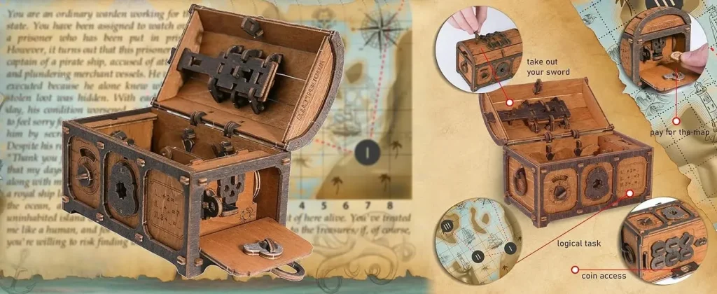 Puzzle 3D bois boîte Escape Room Treasure Chest Nouvelles 2