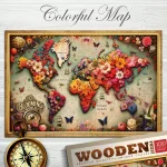 Wooden Puzzle 1000 Colorful Map 4