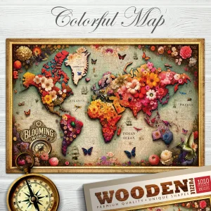 Wooden Puzzle 1000 Colorful Map 4