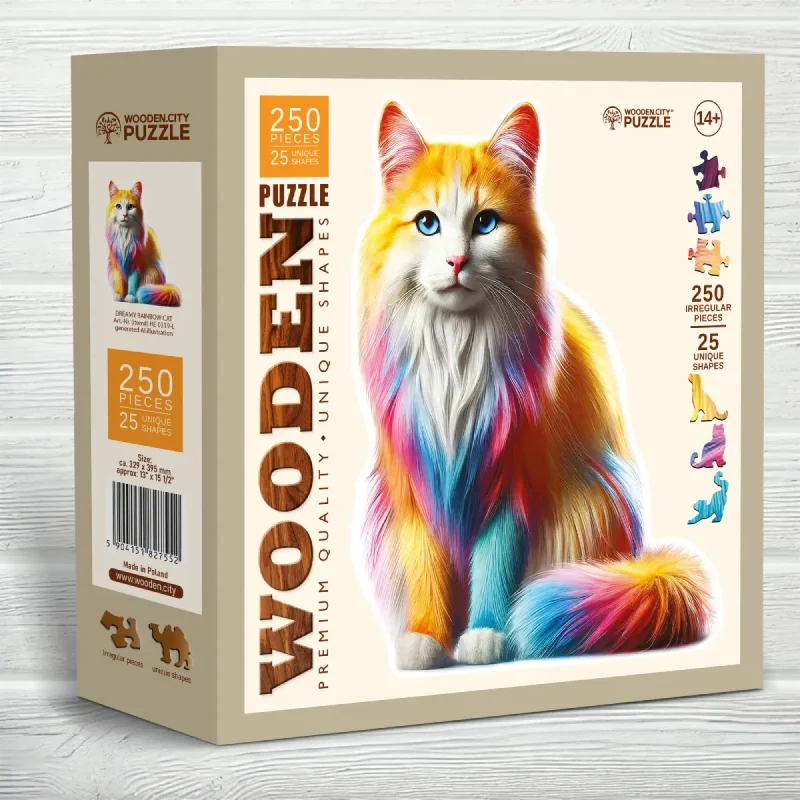 Dreamy Rainbow Cat 250 Wooden Puzzle 1