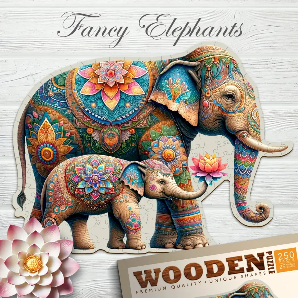 Fancy Elephants 250 Wooden Puzzle 1