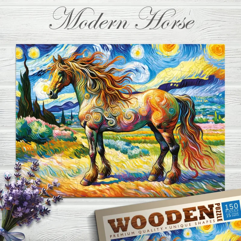 Wooden Puzzle 150 Modern Horse 4