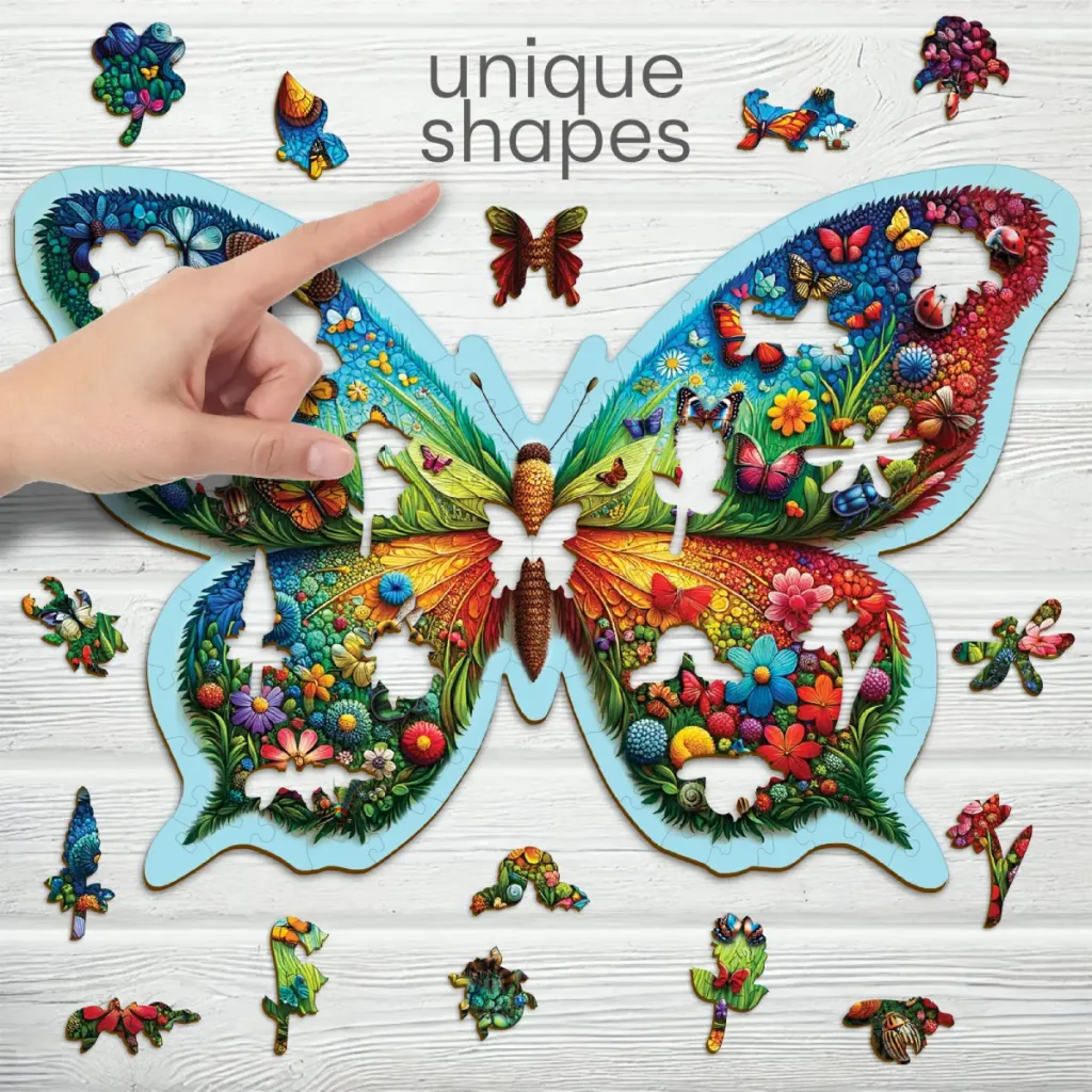 Colorful Butterfly 150 Animal Shaped Wooden Puzzle 2