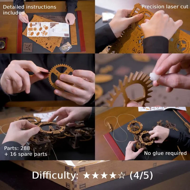 3D Wooden Clock Puzzle - Steampunk Gearworks Wall Clock 5