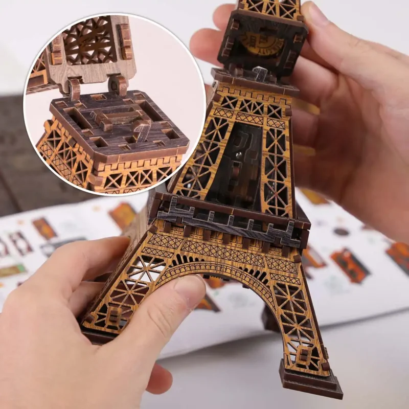 D Wooden Escape Puzzle Box Eiffel Tower 8