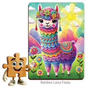 Wooden Puzzle 40 Rainbow Llama Fiesta 1