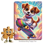 Wooden Puzzle 40 Skateboarding Puppy Fun 1