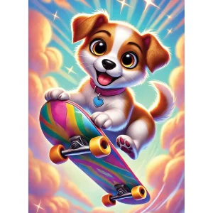 Wooden Puzzle 40 Skateboarding Puppy Fun 2